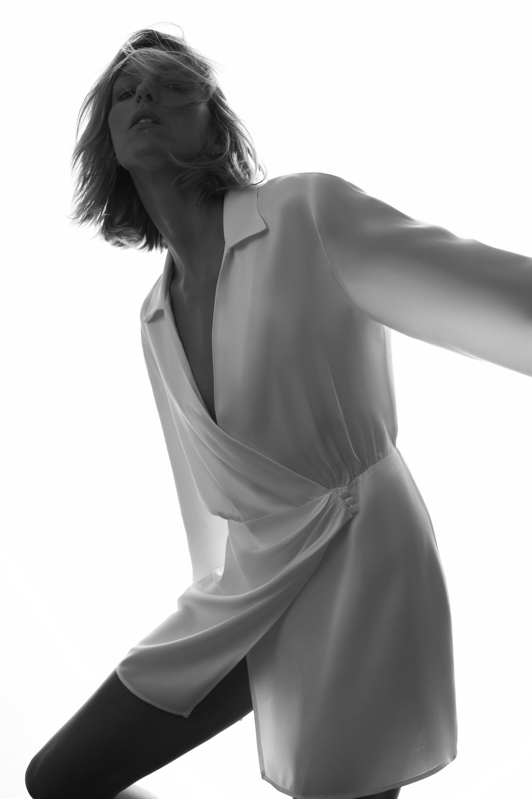 SATIN SHIRT DRESS Oyster White ZARA Turkey